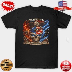 America 250th Anniversary Skull Shirt, Patriotic Eagle Biker Tee T-Shirt S-5XL
