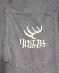 Hunt to Harvest Large Blue Long Sleeve Cotton T-shirt Large Pocket