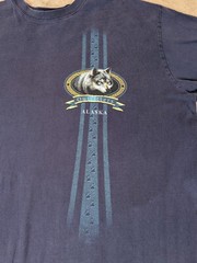 Vtg Alaska Outfitters Wolf Cityscape XXL Men’s Navy T-shirt
