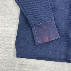 Vintage Y2K Thermal Long Sleeve Shirt Size Large Navy Blue Waffle Knit Skater