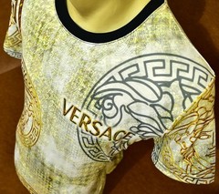 Versace Men’s Split Medusa Graphic T-Shirt Multicolor Greek Key Tee Size L