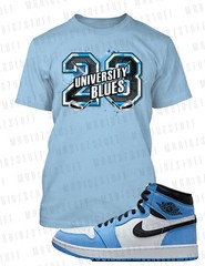 Mens 23 Big Tall Tee Shirt to Complement Jordan 1 Golf Sneaker University Blues