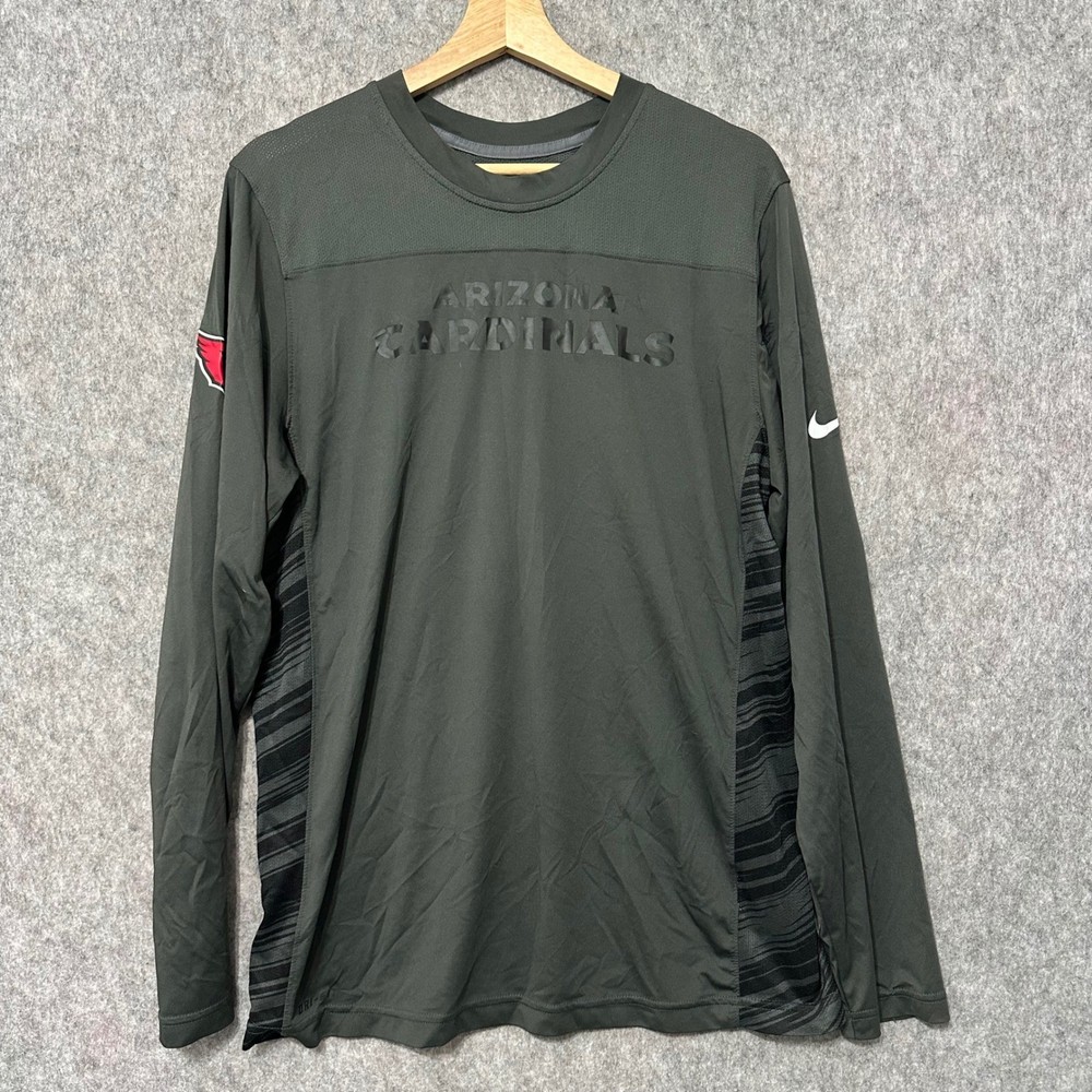 Nike Arizona Cardinals Shirt Mens Large Gray Dri-Fit Long Sleeve NFL On-Field L