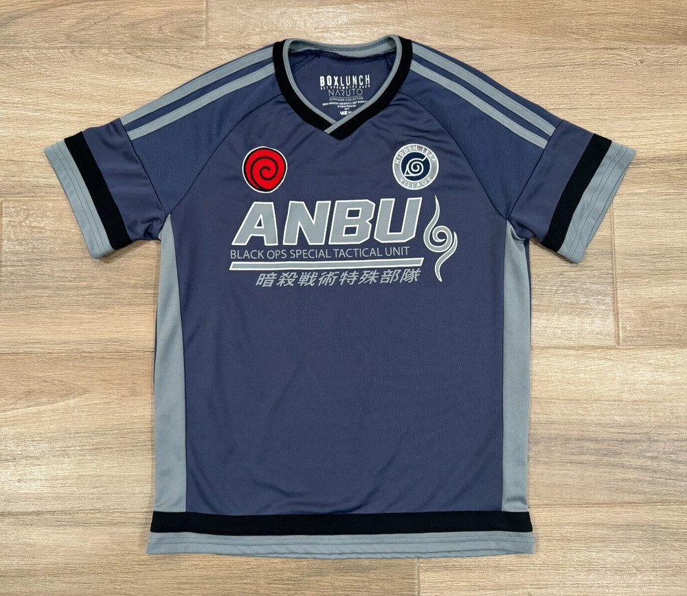 Naruto Men’s Anbu T-Shirt SMALL Kakashi Hatake Black Ops Unit Blue Box Lunch EUC