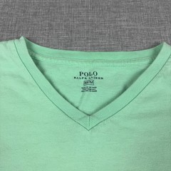 Polo Ralph Lauren Shirt Mens M Green V Neck Logo Tee Tagless Cotton Jersey