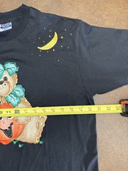 Vtg Hanes Halloween Teddy Bear Pumpkin Tee shirt Single Stitch Puff Print L USA