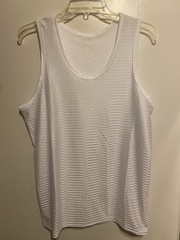 Men’s Mesh Tank Top Quick-Drying Fitness NWOT size Large US White Poly stretch