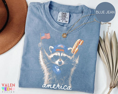 Comfort Colors Feral Raccoon Shirt, Patriotic USA Tee