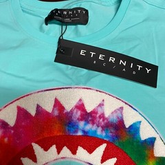 Eternity BC/AD Mens Mint Blue Shark Mouth Crew Neck Pullover T Shirt Size Large