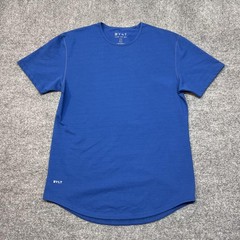 BYLT Shirt Mens Large Blue Drop Cut S/S Lux Curved Hem Stretch Tee Crewneck