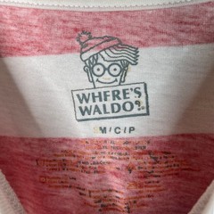 Where’s Waldo Cosplay Costume Striped Tee T-Shirt Red White Adult Small