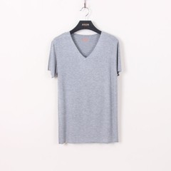 Men Bamboo Fiber T-Shirt Summer Classic V-neck Short Sleeve Casual Seamless Tops