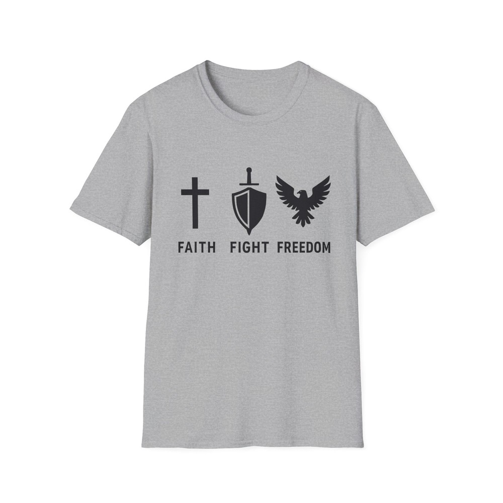 Faith Fight Freedom T-Shirt, Casual Wear, Christian Gift, Everyday Tee, Patriot