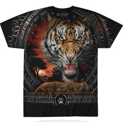 NATIVE-TRIBAL TIGER-2 SIDED TIE DYE T-SHIRT S-M-L-XL-XXL Wild Jungle
