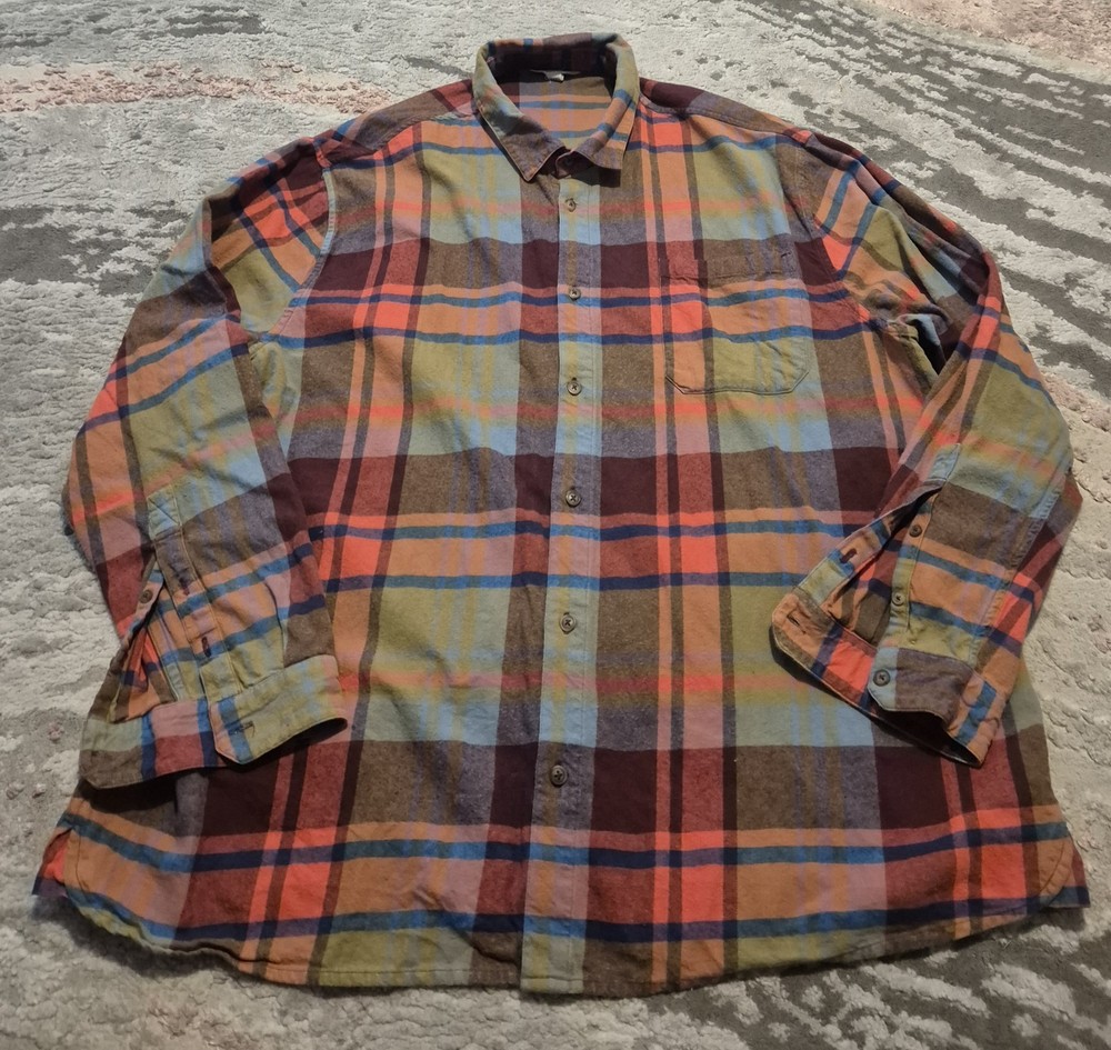 Seasalt Men’s Fathomer Flannel Checked Plaid Shirt Regular Fit Orange Green XXXL