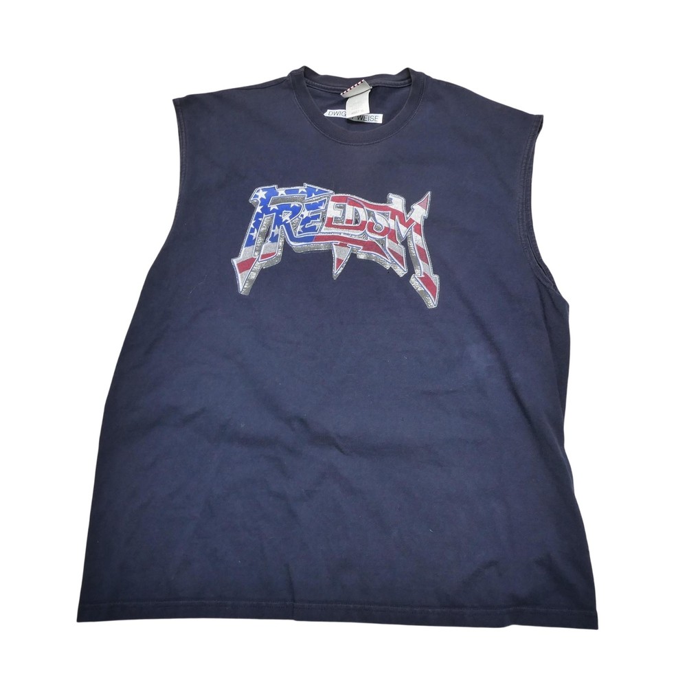 Sonoma Jean Company Shirt Adult XL Blue Sleeveless Freedom USA Flag Graphic