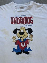 Vintage 1980s Underdog Cartoon Graphic Tee Shirt Major Stains Size XL