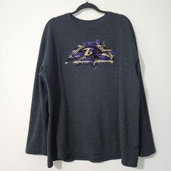 NFL Pro Line Baltimore Ravens Mens 3XL Waffle Long Sleeve Shirt Gray Logo