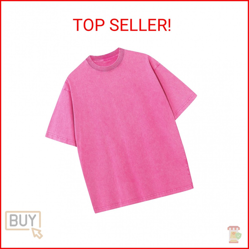 KEEPSHOWING Men’s Cotton T-Shirts Oversized Unisex Short Sleeves Casual Loose Wa
