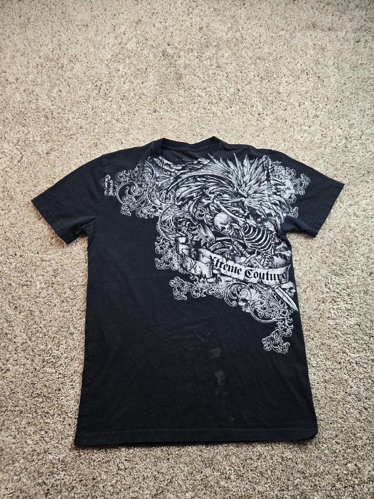 Xtreme Couture T Shirt Mens Large Black Skull Graphic Gothic Short Sleeve