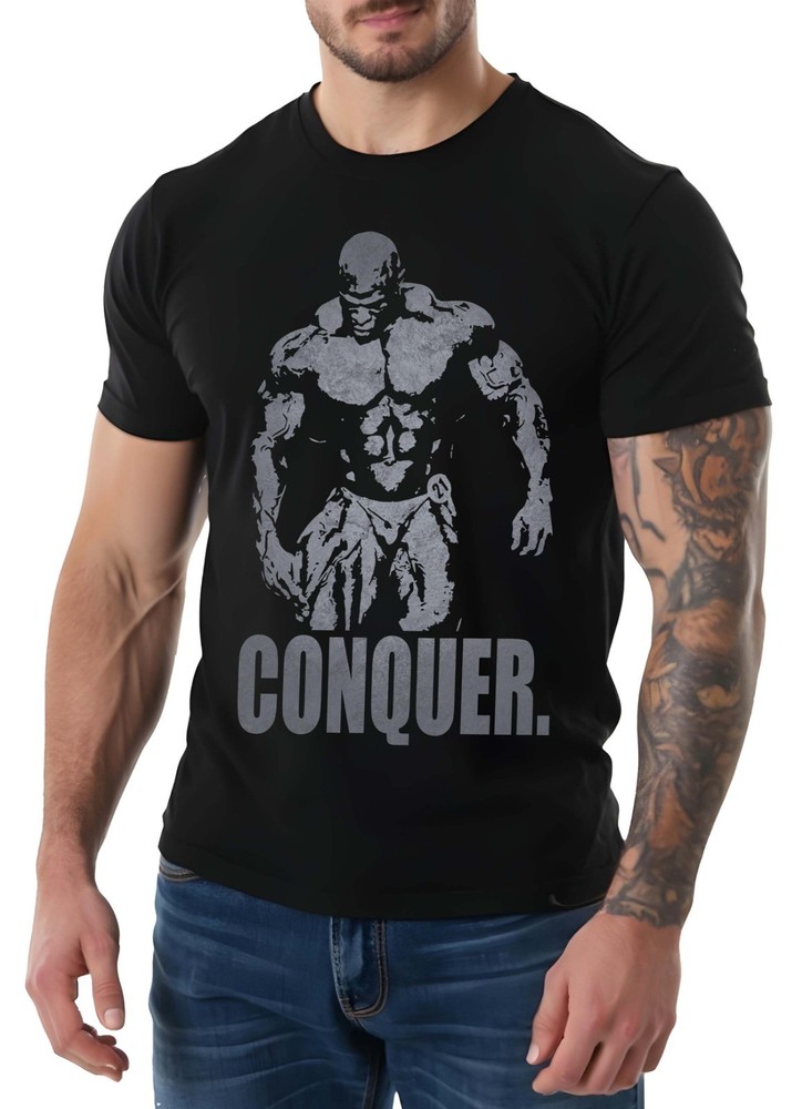 CONQUER Ronnie Coleman Gym Shirt Gym Workout Weightlifting Bodybuilding MMA Tee