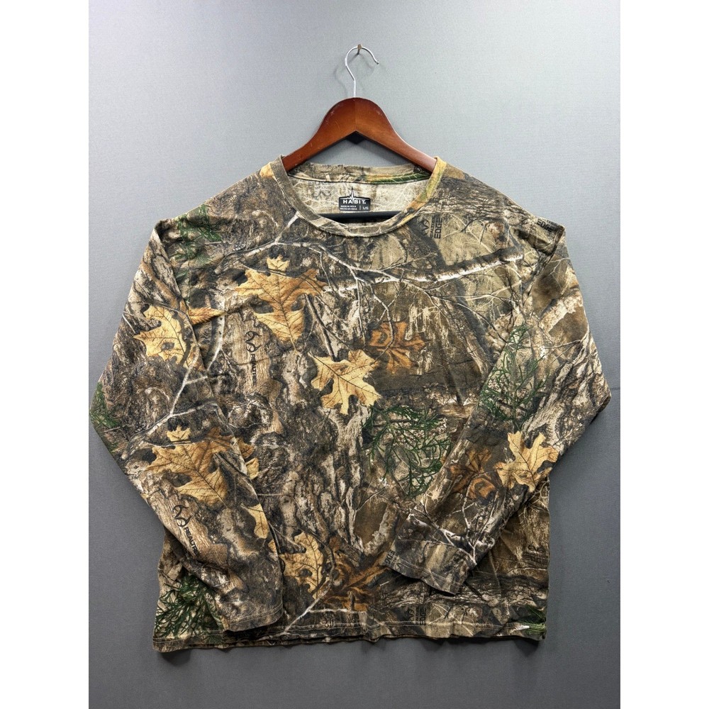 Habit Long Sleeve Shirt Mens Camo Realtree Edge Hunting Top Large