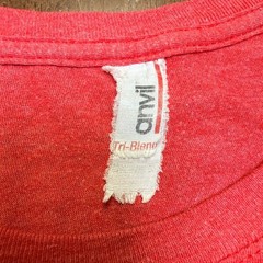 VTG Anvil T-Shirt Mens Small Red Positive Raditude Graphic Tri-Blend Paper Thin