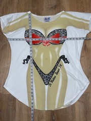 Vintage Funny Beach Cover Up Novelty Graphic Bikini T Shirt One Size