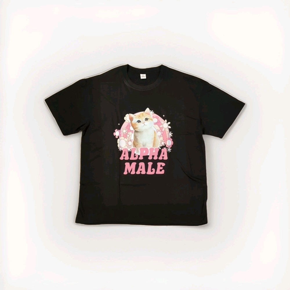 Alpha Male Funny Kitten T shirt Funny Cat Meme Shirt Size XL BLACK NEW 46″ Chest