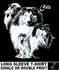 GORGEOUS COLLIE DOG ART COLLAGE DESIGN ON A LONG SLEEVE T-SHIRT WS733