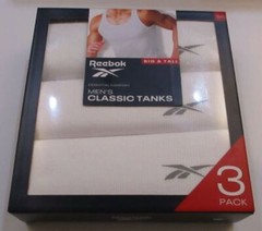 3 GENUINE REEBOK 4XL BIG & TALL 100% COTTON WHITE TANK TOP T SHIRTS UNDERSHIRTS