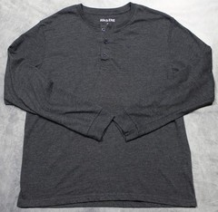Ash & Erie Henley Shirt Mens Medium Gray Long Sleeve Jersey Cotton Blend