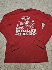 USTA NEO Holiday Tennis Classic Unisex Red Ling Sleeve T-shirt Size S
