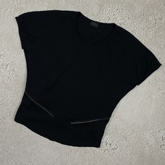 Diesel Vintage Avant Gade asymmetrical T Shirt Zipper Size M Black 90s 00s Women