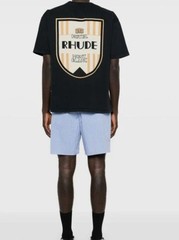 RHUDE Men Black Mont-Blanc Hotel Tee Size M