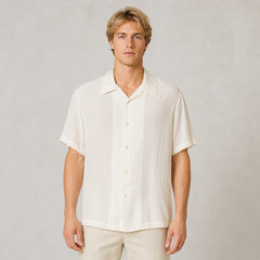 Helmut Lang Men’s Shirt Minimalist Country Club Cupro Vegan Silk Breathable Med.