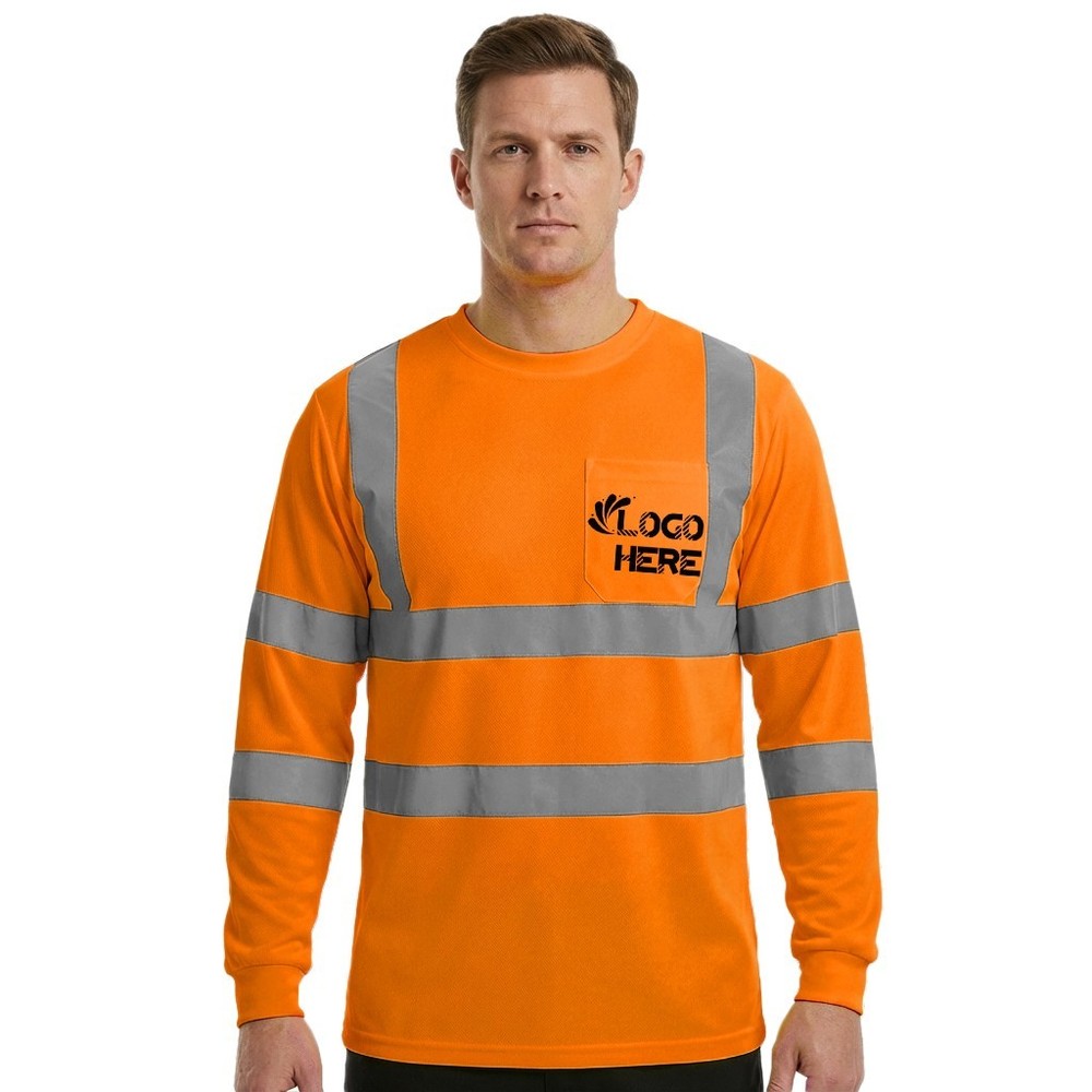 Custom Hi Vis Shirt PRINTED Personalized Class 3 Long Sleeve T-Shirt