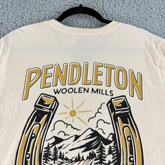 Pendleton Woolen Mills Mens Large Ivory Graphic Short Sleeve Crew Neck Tee Top