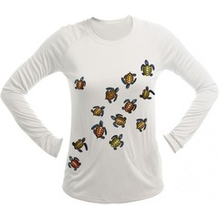 Sea Fear Women’s 50+ UPF Long Sleeve Rash Guard Scuba Snorkeling Baby Turtles