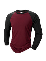 Mens Contrast Baseball Long Sleeve T Shirt Casual ToP 4 Colours UK