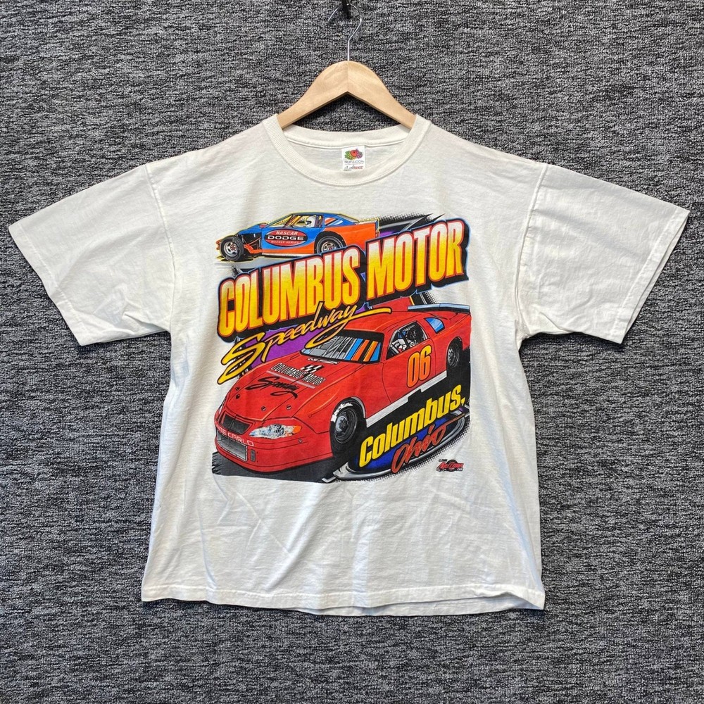 Vintage Columbus Motor Speedway Ohio T Shirt NASCAR Dodge Weekly Series White XL