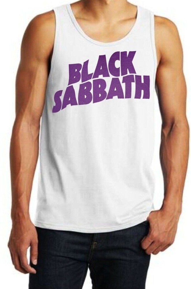 Black Sabbath P Heavy Metal Rock Band White Tank Top Men’s Sizes