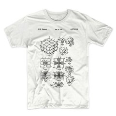 Rubik’s Cube Patent T-Shirt.100% Cotton Tee Comfy on Black White or Gray. NEW