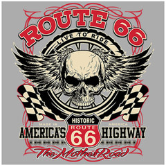 BIKER T-SHIRT-ROUTE 66-LIVE TO RIDE-AMERICA’S HIGHWAY