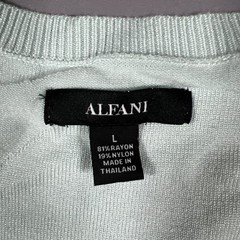 Alfani Tonal Wave Jacquard T-Shirt Mens Large Sage Green Short Sleeve Crew Neck