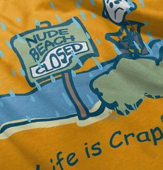 Life is Crap Nude Beach Funny Pervert Dirty Mens Casual Crewneck T Shirts Tees