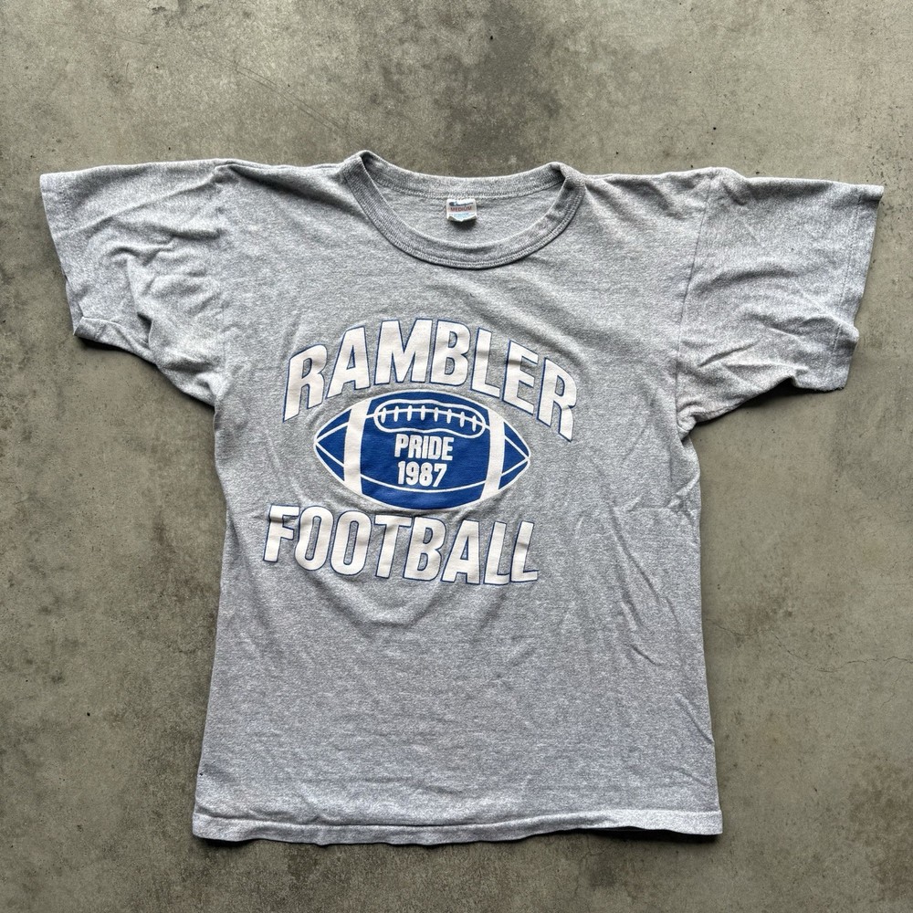 Vintage 80s Champion Rambler Football T Shirt Size M Made In USA