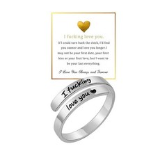 I Fvcking Love You Engraved Ring Stainless Steel Spiral Promise Rings for Men…