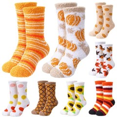 Womens Thanksgiving Fuzzy Socks Bulk Fall Holiday Gifts Stripe 8 PAIRS
