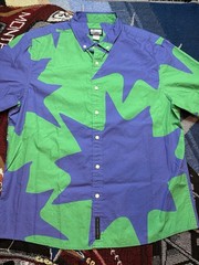 Billionaire Boys Club Shirt Mercury SS Woven Green Blue Button Down Large BBC